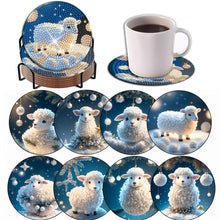 Load image into Gallery viewer, 8PCS Acrylic Diamond Painting Coasters Kits with Holder for Beginner (Sheep)
