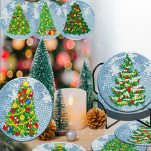 Load image into Gallery viewer, 8PCS Acrylic Diamond Painting Coasters Kits with Holder (Christmas Tree)
