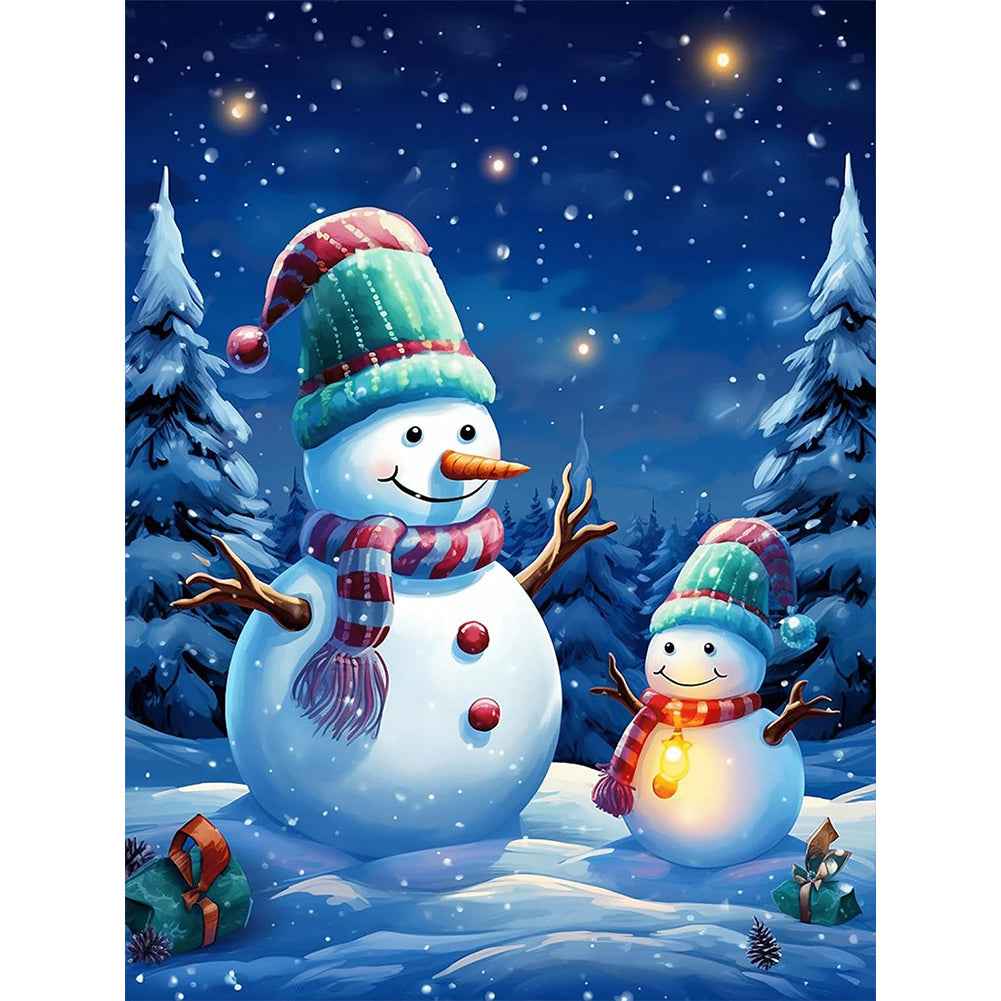 Diamond Painting - Full Round - Snowman and baby (30*40CM)