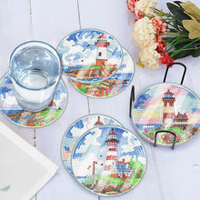 Load image into Gallery viewer, 6PCS Waterproof Coaster  Acrylic Special Shape Diamond Painting Art Coaster Kit with Holder
