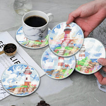 Load image into Gallery viewer, 6PCS Waterproof Coaster  Acrylic Special Shape Diamond Painting Art Coaster Kit with Holder
