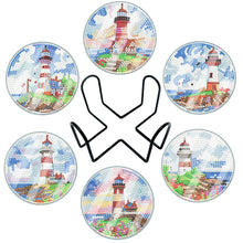 Load image into Gallery viewer, 6PCS Waterproof Coaster  Acrylic Special Shape Diamond Painting Art Coaster Kit with Holder
