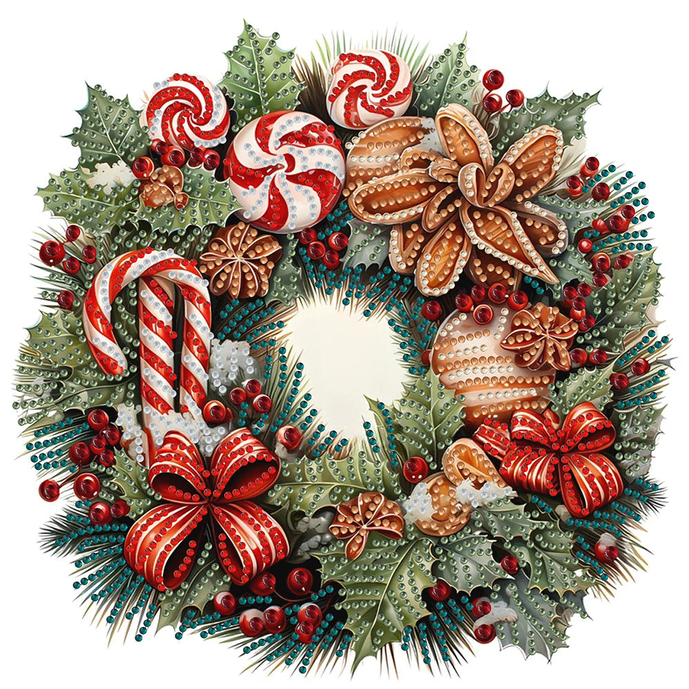 Diamond Painting - Partial Special Shaped - Christmas wreath (30*30CM)