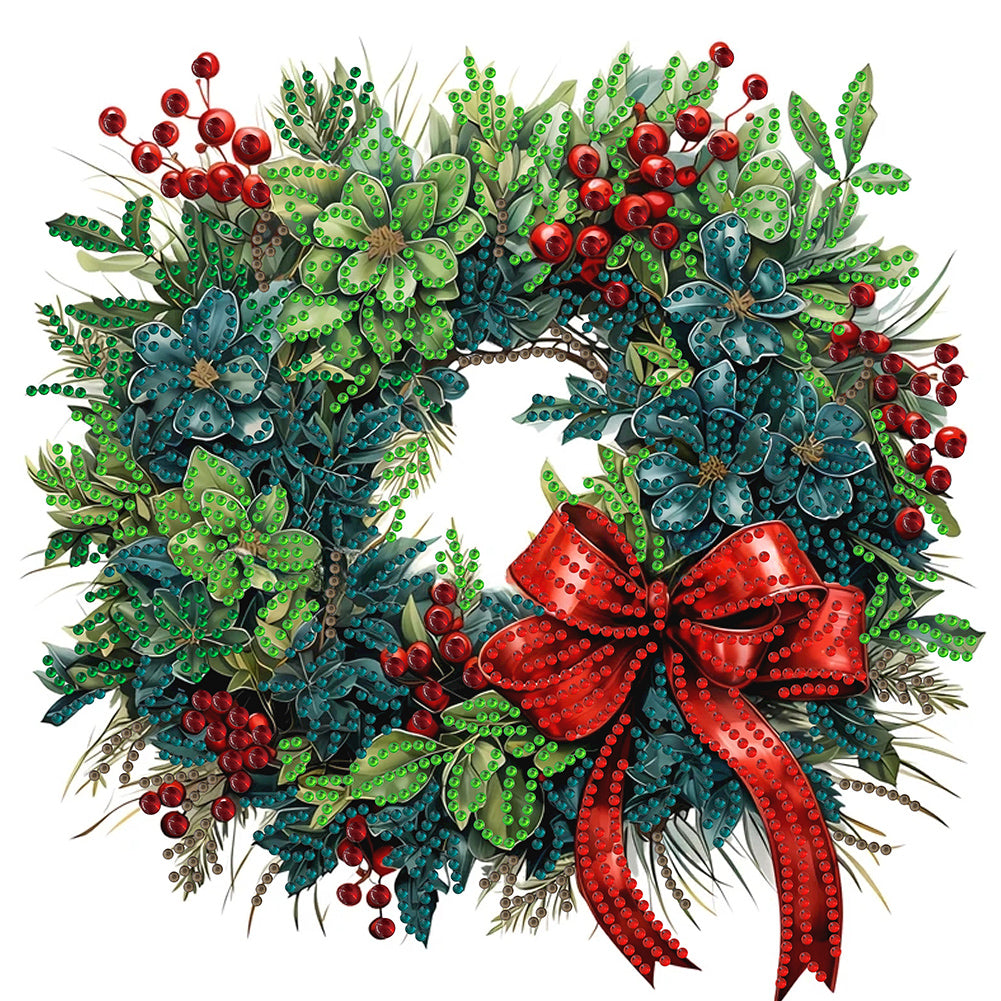 Diamond Painting - Partial Special Shaped - Christmas wreath (30*30CM)
