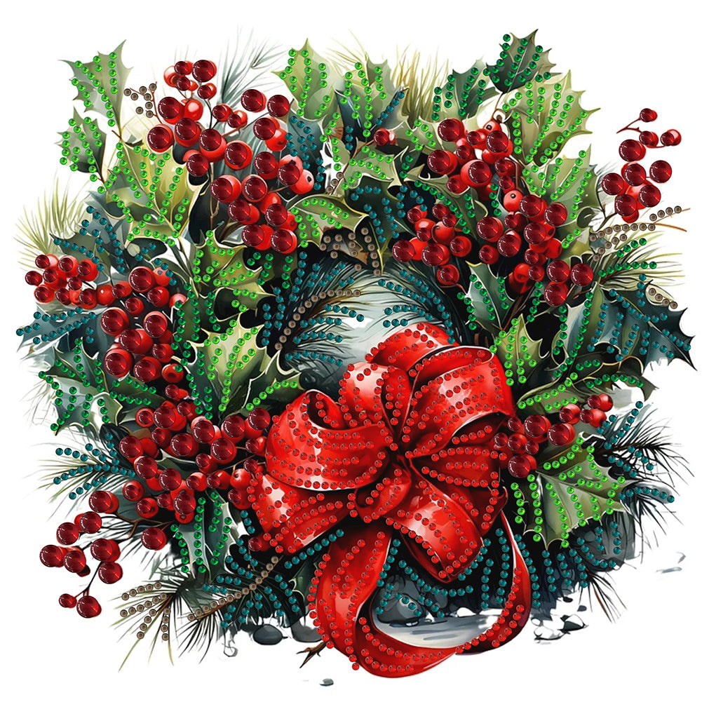 Diamond Painting - Partial Special Shaped - Christmas wreath (30*30CM)