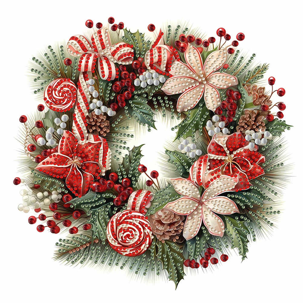 Diamond Painting - Partial Special Shaped - Christmas wreath (30*30CM)