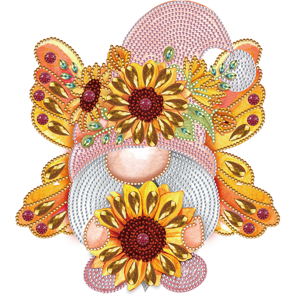 Diamond Painting - Partial Special Shaped - Garden butterfly gnome (30*30CM)