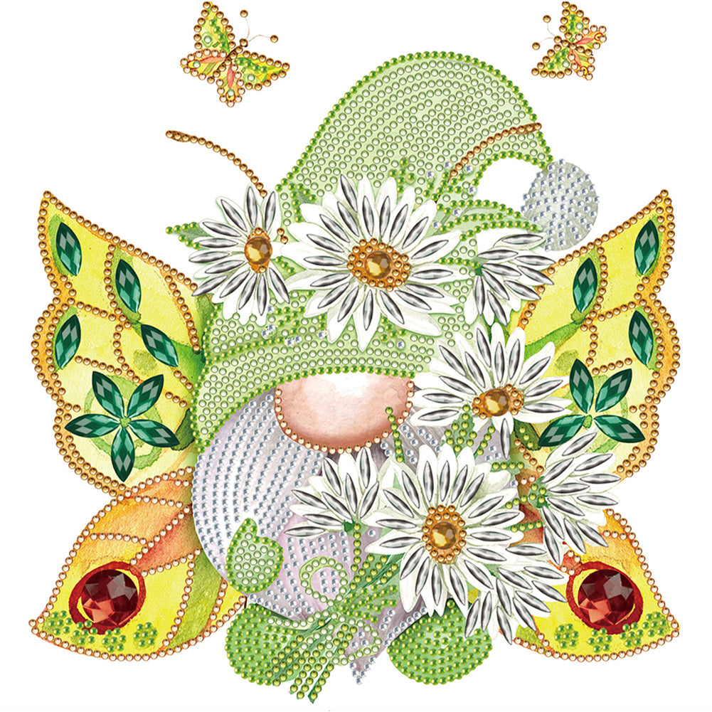 Diamond Painting - Partial Special Shaped - Garden butterfly gnome (30*30CM)