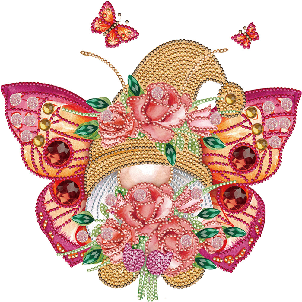 Diamond Painting - Partial Special Shaped - Garden butterfly gnome (30*30CM)