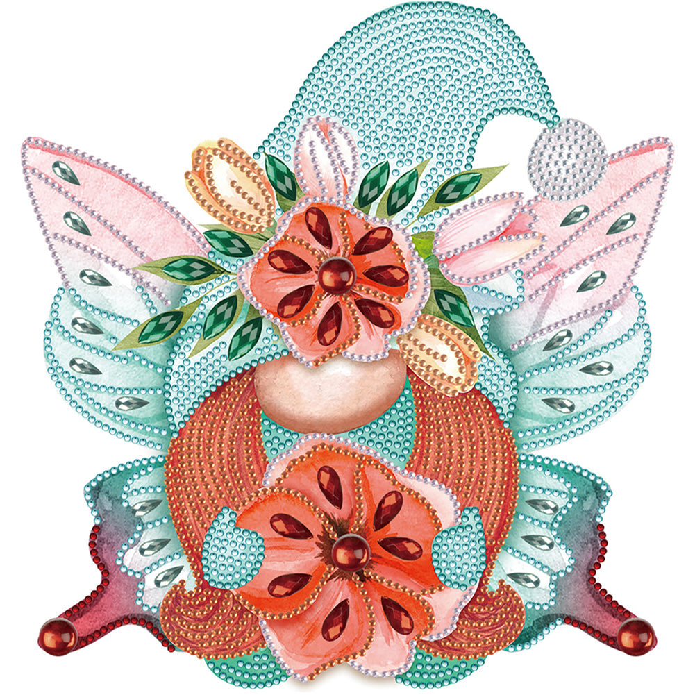 Diamond Painting - Partial Special Shaped - Garden butterfly gnome (30*30CM)