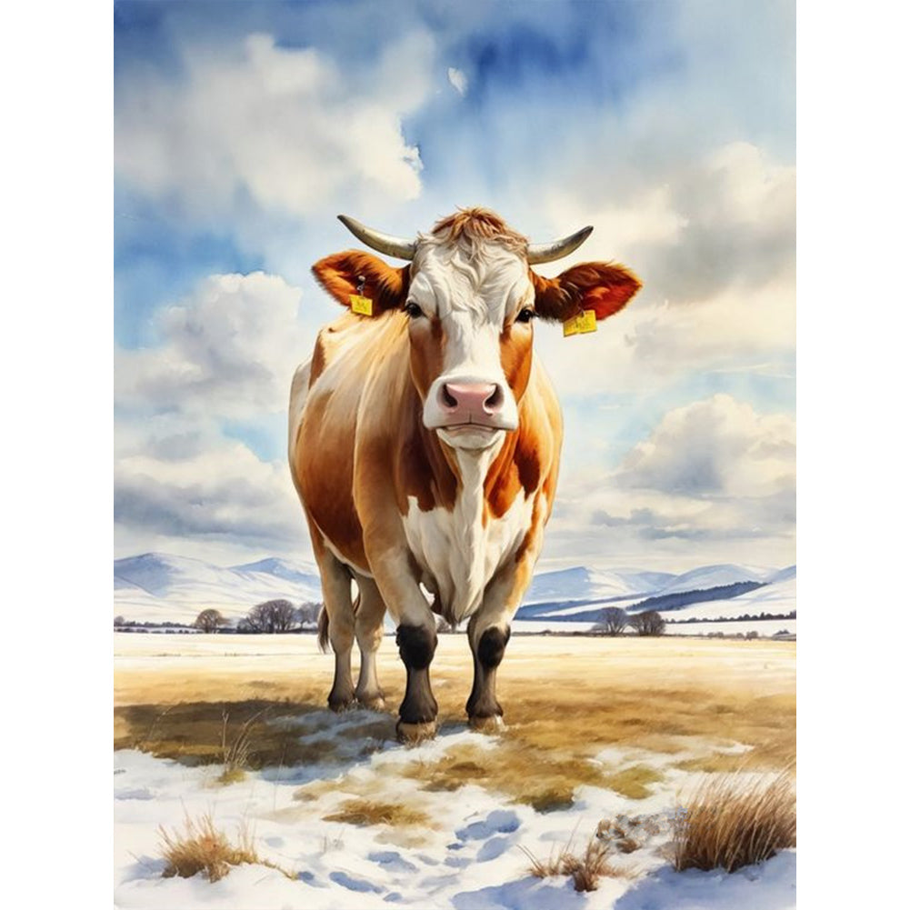 Diamond Painting - Full Round - Cows on the grassland (30*40CM)