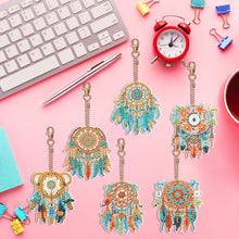 Load image into Gallery viewer, 6 PCS Double Sided Flower Dreamcatcher Diamond Painting Keychain for Beginners
