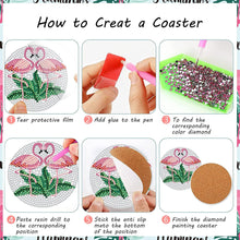 Load image into Gallery viewer, 8 PCS Acrylic Diamond Painting Art Coaster Kit with Holder (Flamingo #2)
