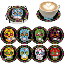 Load image into Gallery viewer, 8 PCS Acrylic Diamond Painting Art Coaster Kit with Holder for Adults (Skull)
