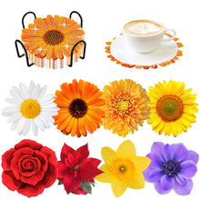 Load image into Gallery viewer, 8 PCS Acrylic Diamond Painting Art Coaster Kit with Holder for Adults (Flower)
