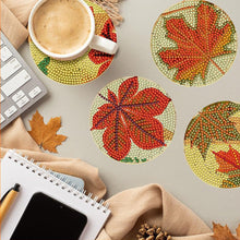 Load image into Gallery viewer, 8 PCS Acrylic Diamond Painting Art Coaster Kit with Holder for Adult(Retro Leaf)
