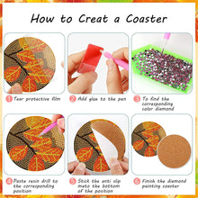 Load image into Gallery viewer, 8 PCS Acrylic Diamond Painting Art Coaster Kit with Holder for Adult(Retro Leaf)
