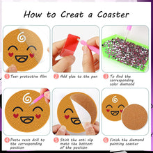 Load image into Gallery viewer, 8 PCS Acrylic Diamond Painting Art Coaster Kit with Holder (Smiley Biscuit)
