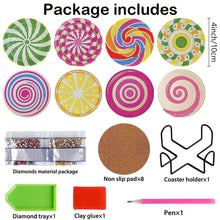 Load image into Gallery viewer, 8 PCS Acrylic Diamond Painting Art Coaster Kit with Holder for Adults (Candy)
