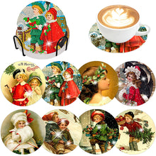 Load image into Gallery viewer, 8 PCS Acrylic Diamond Painting Art Coaster Kit with Holder (Retro Childrens Day)
