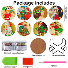 Load image into Gallery viewer, 8 PCS Acrylic Diamond Painting Art Coaster Kit with Holder (Retro Childrens Day)
