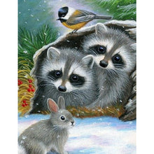 Load image into Gallery viewer, Diamond Painting - Full Square - Raccoon in snow scene (30*40CM)
