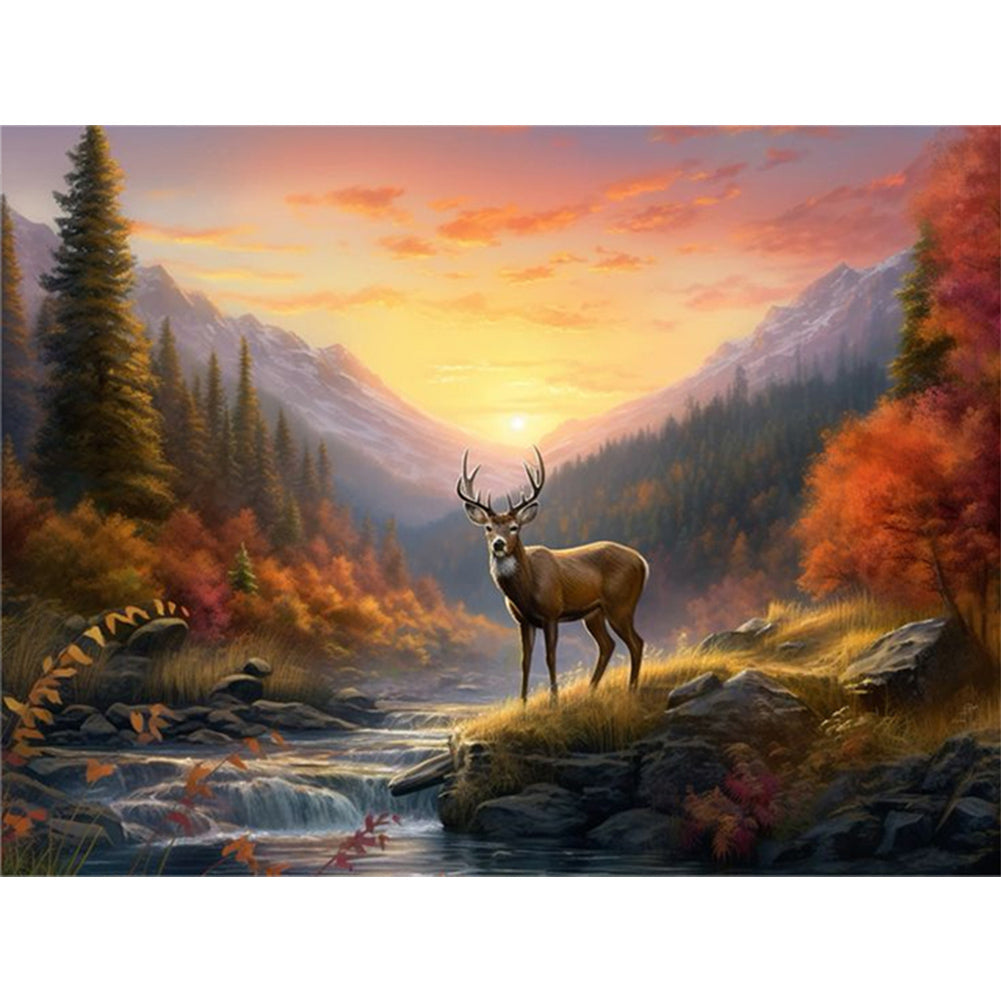 Diamond Painting - Full Round - Reindeer in the woods (40*30CM)