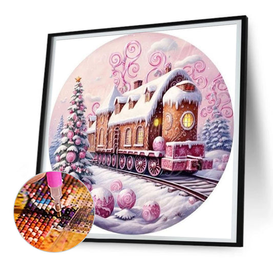 Diamond Painting - Full Round - snow train (30*30CM)