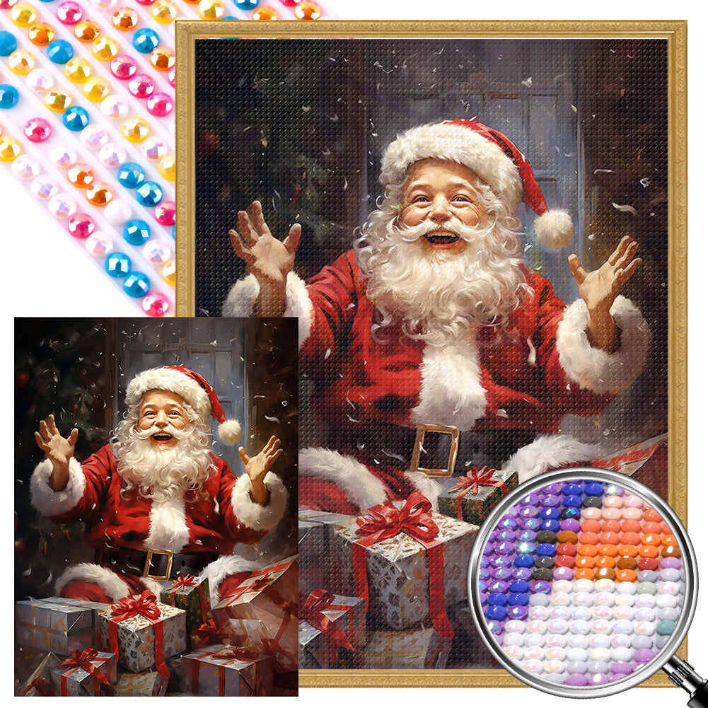 AB Diamond Painting - Full Round - Santa Claus with gift box (30*40CM)