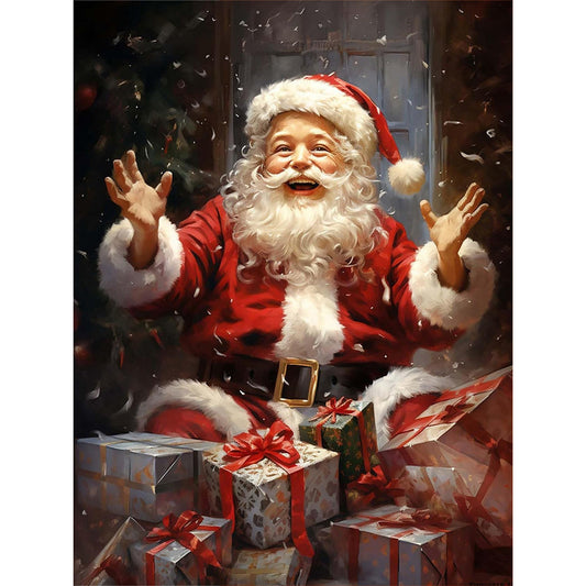 AB Diamond Painting - Full Round - Santa Claus with gift box (30*40CM)
