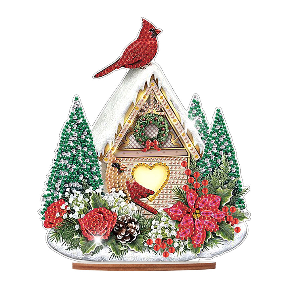 Wooden Xmas Cardinal Desktop Diamond Art Kits for Xmas Table Office Decor (#5)