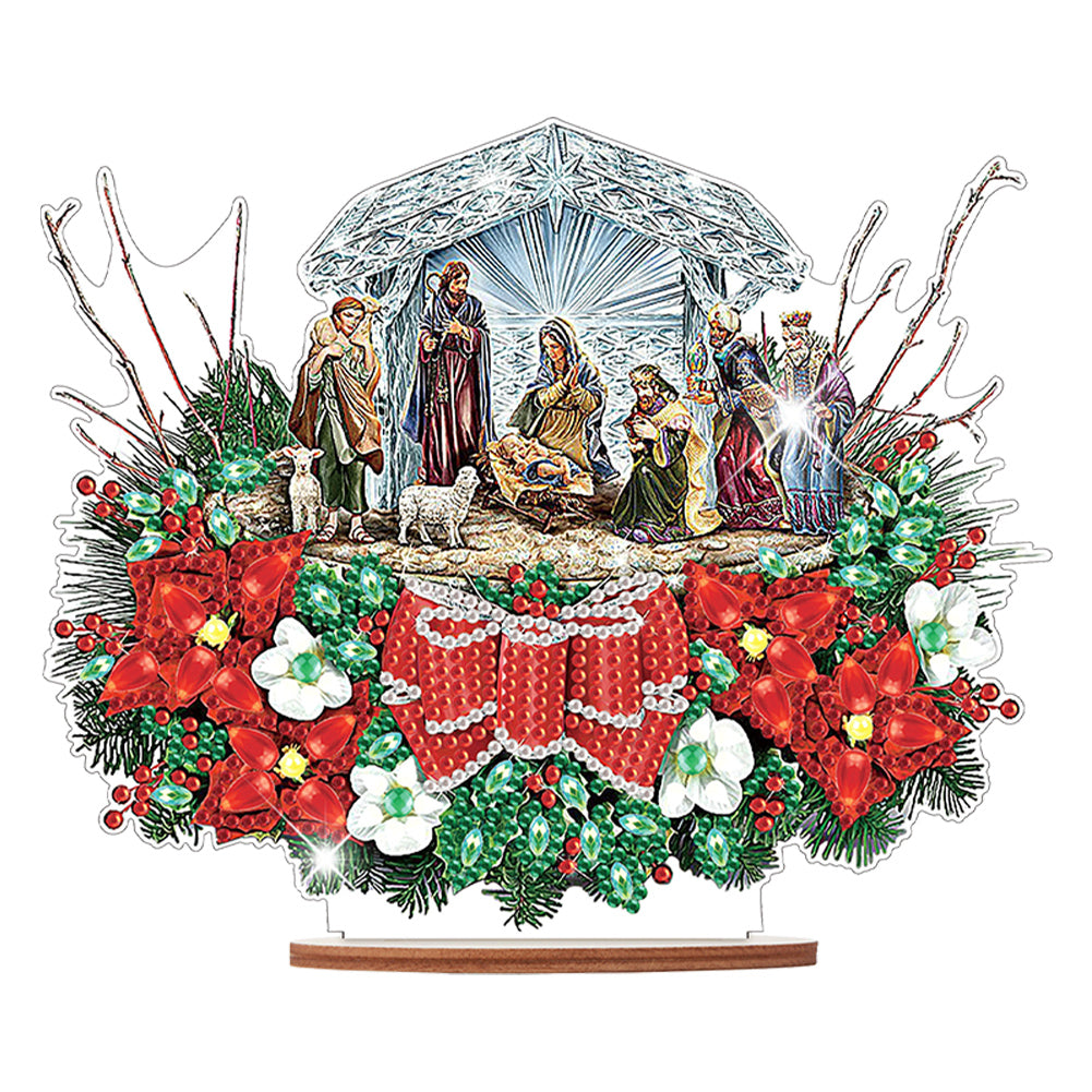 Wooden Christmas Diamond Painting Tabletop Ornament for Table Office Decor (#5)