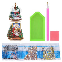 Load image into Gallery viewer, 2 PCS Wooden Christmas Santa Xmas Snowman Diamond Painting Desktop Ornaments Kit
