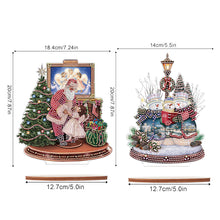 Load image into Gallery viewer, 2 PCS Wooden Christmas Santa Xmas Snowman Diamond Painting Desktop Ornaments Kit
