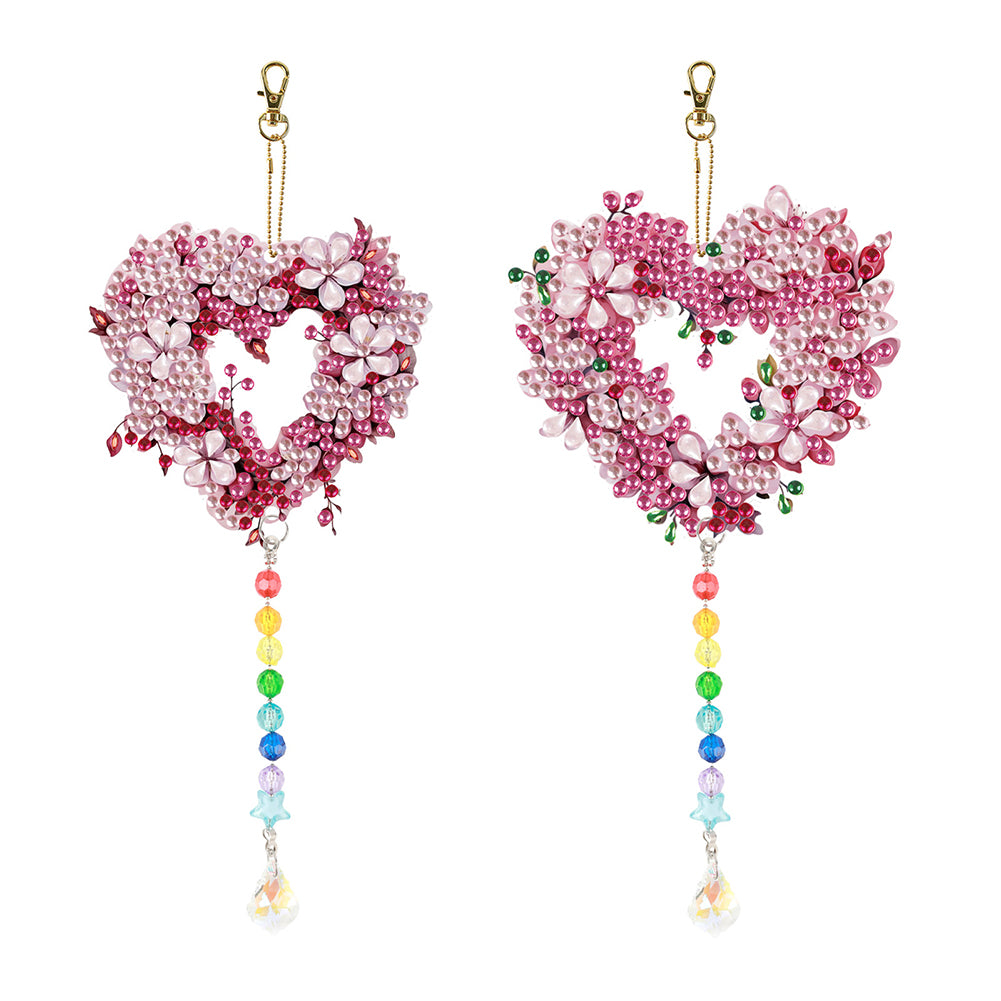 2PCS Suncatcher Diamond Painting Hanging Decor for Kid DIY Craft (Wreath #11)