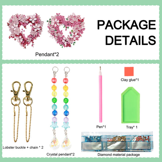 2PCS Suncatcher Diamond Painting Hanging Decor for Kid DIY Craft (Wreath #11)