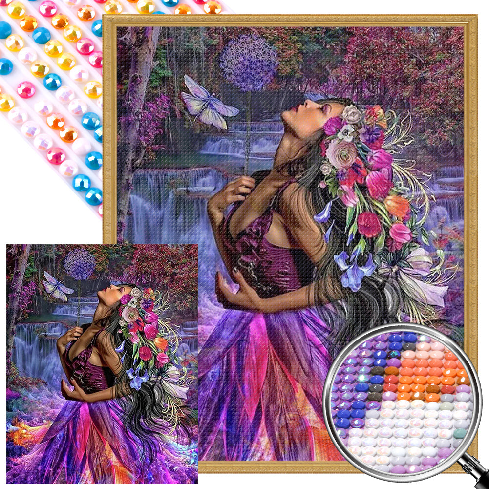 AB Diamond Painting - Full Round - Girl in the woods (40*50CM)