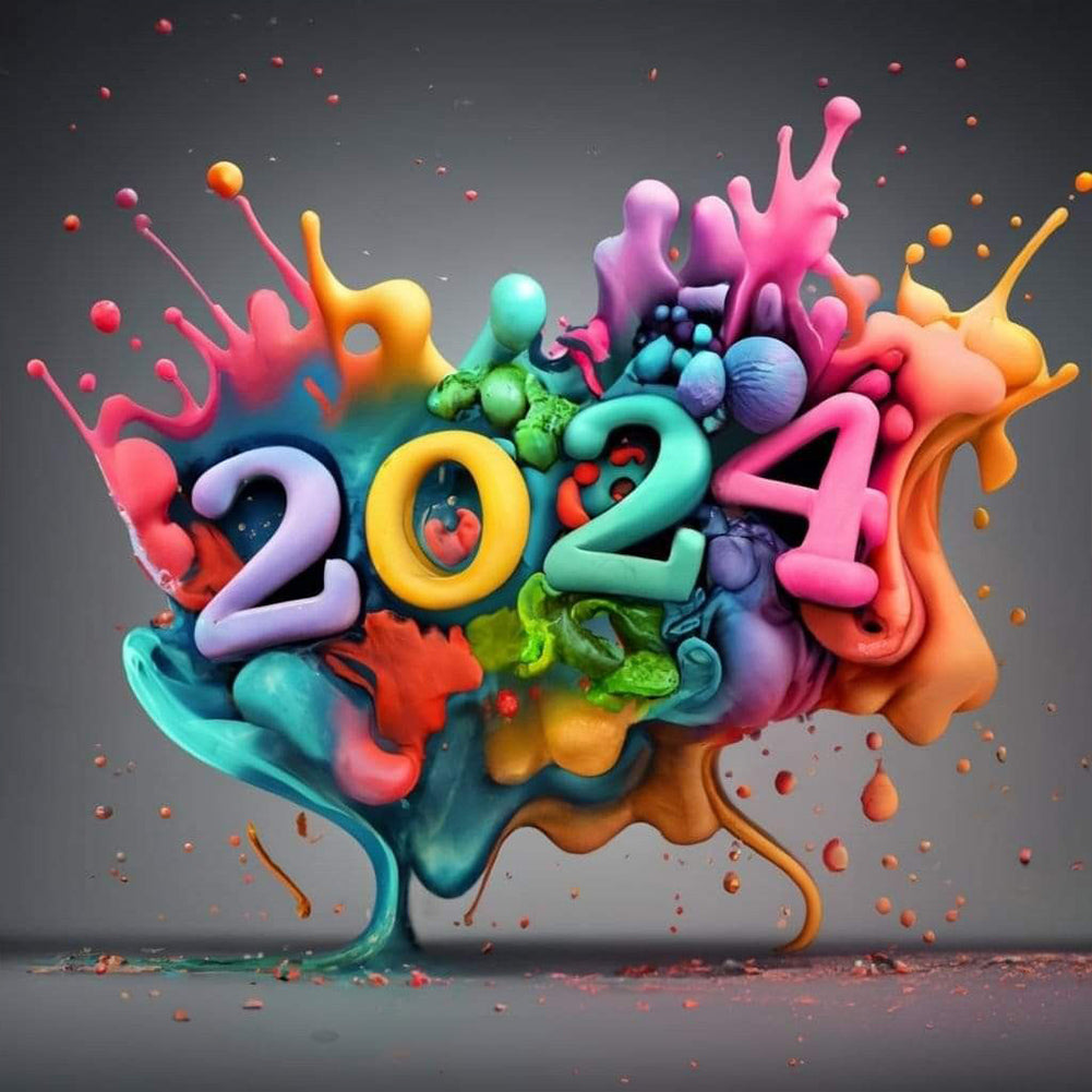 Diamond Painting - Full Round - Colorful New Year 2024 (30*30CM)