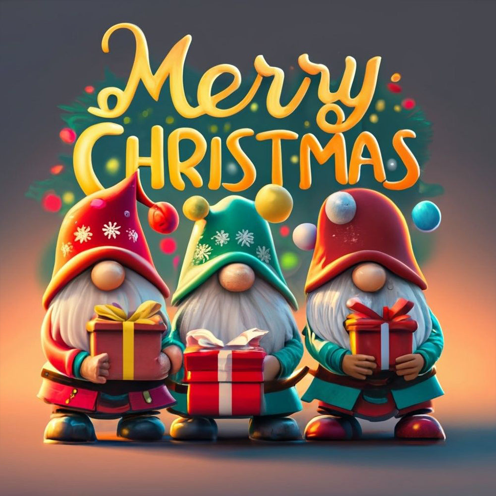 Diamond Painting - Full Round - Colorful Christmas gnome old man (30*30CM)