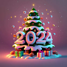 Load image into Gallery viewer, Diamond Painting - Full Round - Colorful 2024 Christmas tree (30*30CM)
