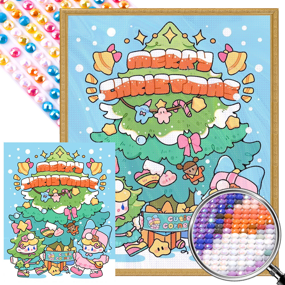 AB Diamond Painting - Full Round - Doll and Christmas tree (40*50CM)