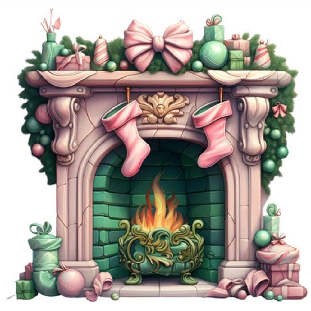 Diamond Painting - Full Round - Christmas fireplace (30*30CM)
