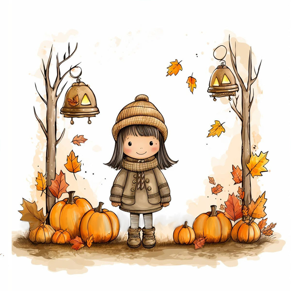 Diamond Painting - Full Round - autumn girl (30*30CM)