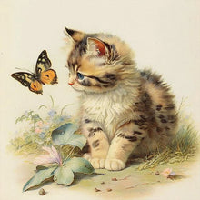 Load image into Gallery viewer, Diamond Painting - Full Round - Kitten and butterfly (30*30CM)
