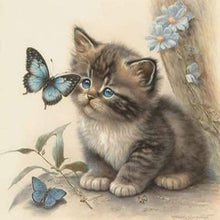 Load image into Gallery viewer, Diamond Painting - Full Round - Kitten and butterfly (30*30CM)

