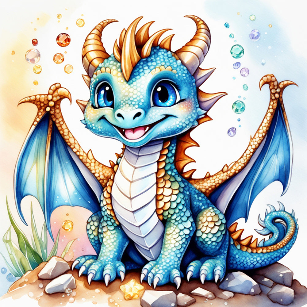 Diamond Painting - Full Round - sapphire blue dinosaur (40*40CM)