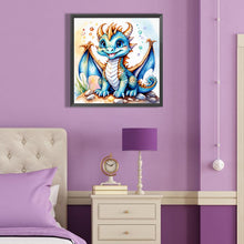 Load image into Gallery viewer, Diamond Painting - Full Round - sapphire blue dinosaur (40*40CM)
