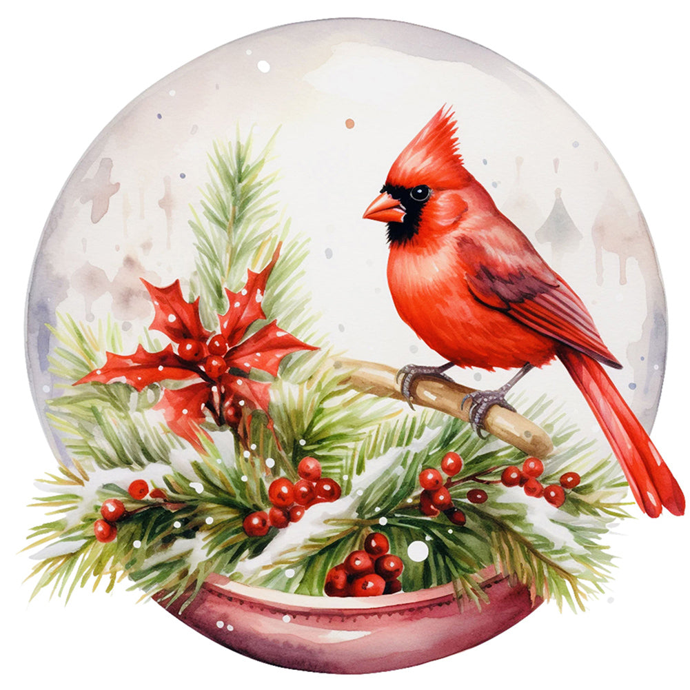 Diamond Painting - Full Round - Cardinal in the crystal ball (40*40CM)