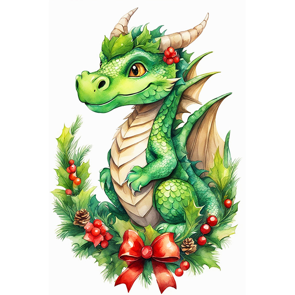 Diamond Painting - Full Round - Dinosaur on festive branch (40*60CM)