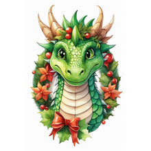 Load image into Gallery viewer, Diamond Painting - Full Round - Dinosaur poking out of festive garland (40*60CM)
